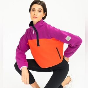 Gym+Coffee Half Zip Polar Fleece in Very Berry, Sz small